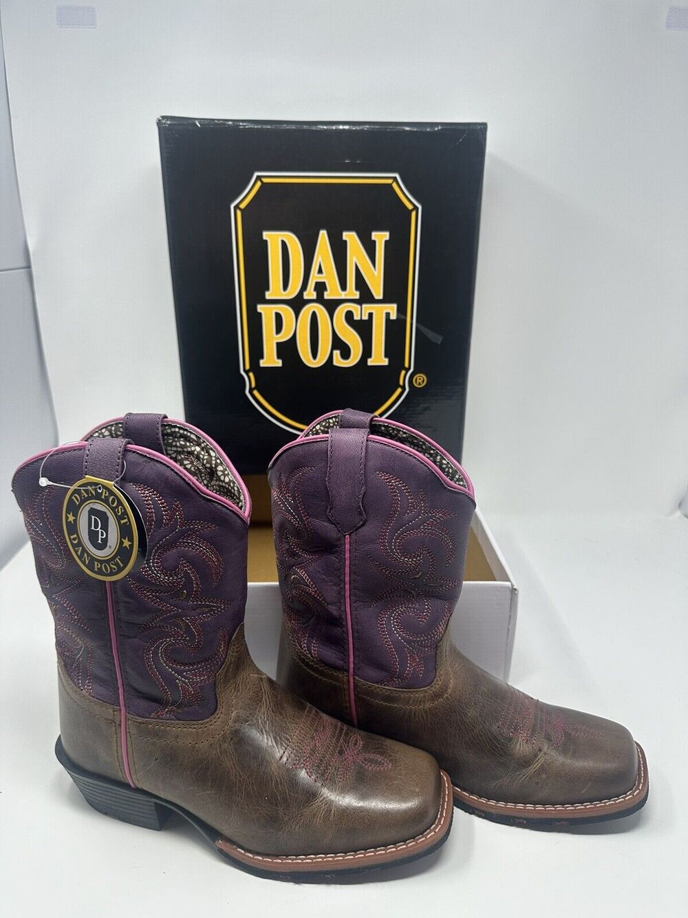 Dan Post Kids Majesty Leather Youth Boot DPC2947 Size 2D Brown Pink Purple